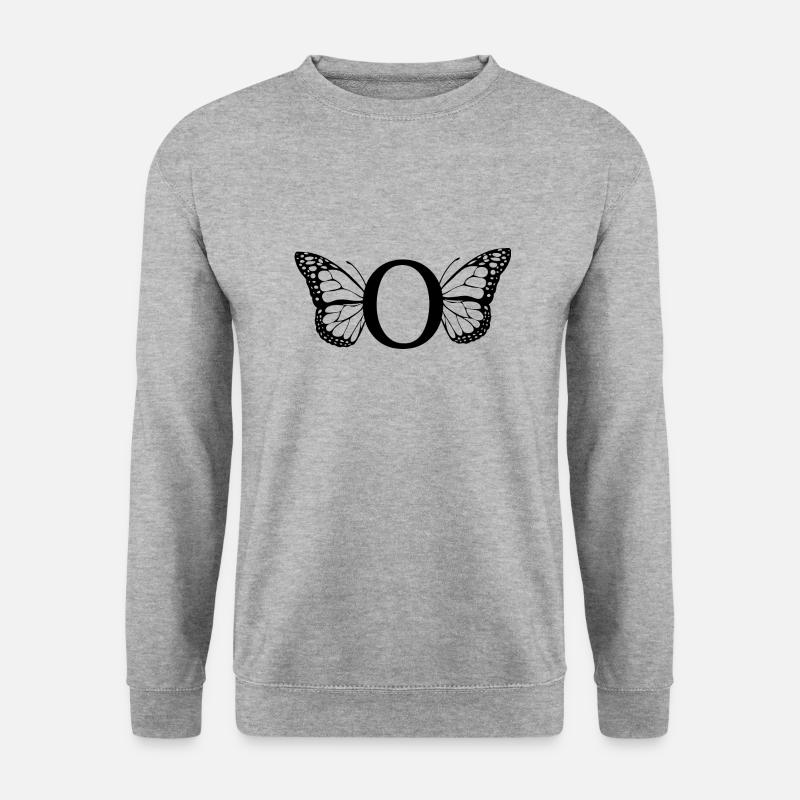 Buchstabe O Schmetterling - Unisex Pullover - Weißgrau meliert