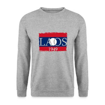 Laos Laote Laoten Stolz Flagge Kreis I Geschenk - Unisex Pullover - Weißgrau meliert - Vorne - Alina (178cm) & Michal (187cm)