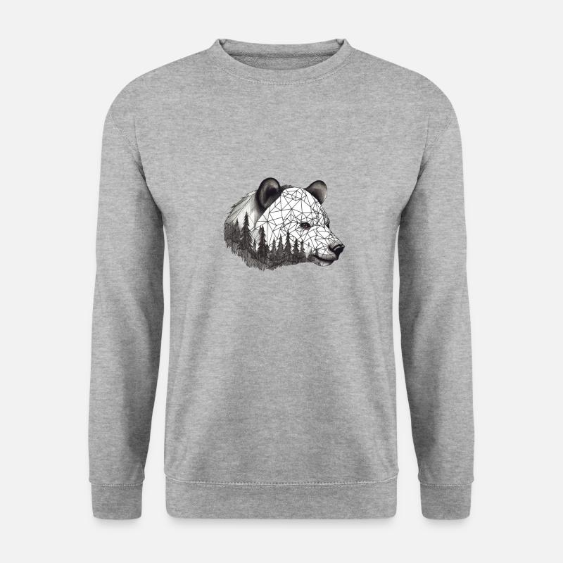 Monochrome Geometric Bear & Trees - Unisex Sweatshirt - salt & pepper