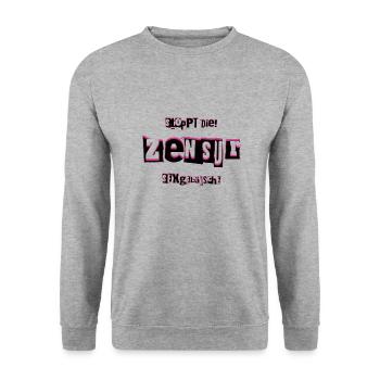 ZENSUR Logo Shirt - Unisex Pullover - Weißgrau meliert - Vorne - Alina (178cm) & Michal (187cm)