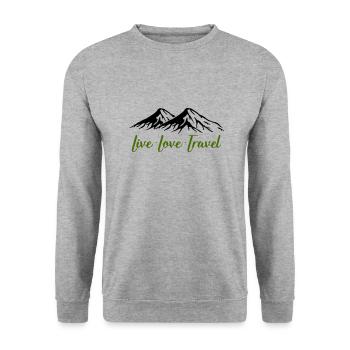 Vivre l’amour voyage montagnes - Sweat-shirt Unisexe - gris chiné - Devant - Alina (178cm) & Michal (187cm)