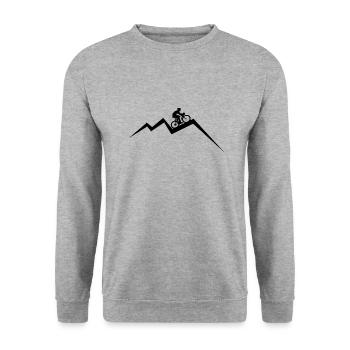 Mountainbike Fahrrad Berg Berge - Unisex Pullover - Weißgrau meliert - Vorne - Alina (178cm) & Michal (187cm)