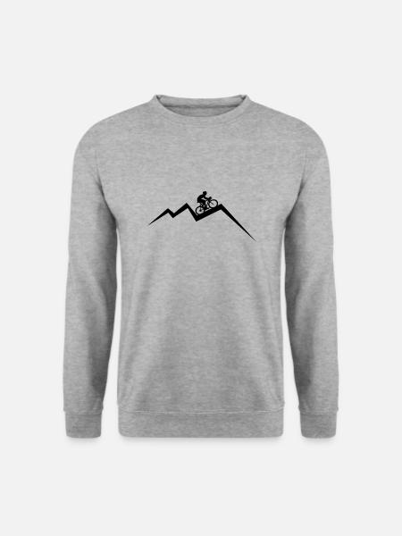 Mountainbike Fahrrad Berg Berge - Unisex Pullover - Weißgrau meliert