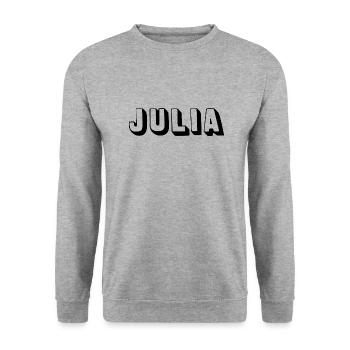 Name - Julia - Unisex Pullover - Weißgrau meliert - Vorne - Alina (178cm) & Michal (187cm)