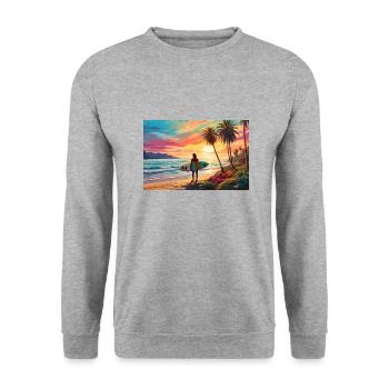 Surfing & Waves - Unisex Sweatshirt - salt & pepper - Front - Alina (178cm) & Michal (187cm)
