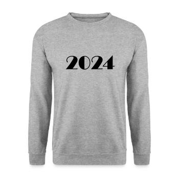 2024 Jahreszahl Datum Zahl Anno Kalenderjahr - Unisex Pullover - Weißgrau meliert - Vorne - Alina (178cm) & Michal (187cm)