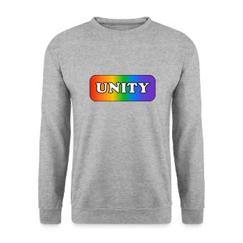 Einheit Regenbogen LGBTQ-Stolz - Unisex Pullover - Weißgrau meliert - Vorne - Alina (178cm) & Michal (187cm)