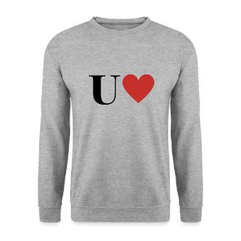 Letter u red heart - Unisex Sweatshirt - salt & pepper - Front - Alina (178cm) & Michal (187cm)