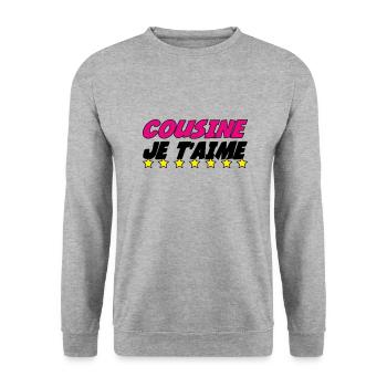 COUSINE JE t'aime - Sweat-shirt Unisexe - gris chiné - Devant - Alina (178cm) & Michal (187cm)