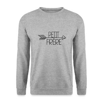 Petit frère -minimliste - Sweat-shirt Unisexe - gris chiné - Devant - Alina (178cm) & Michal (187cm)