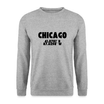Chicago - Concevez avec des coordonnées - Sweat-shirt Unisexe - gris chiné - Devant - Alina (178cm) & Michal (187cm)