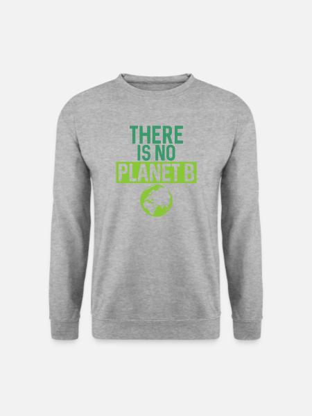 Es gibt kein Planet B Support Green - Unisex Pullover - Weißgrau meliert