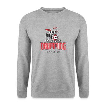 Das Trommeln ist mein Cardio-Schlagzeuger - Unisex Pullover - Weißgrau meliert - Vorne - Alina (178cm) & Michal (187cm)