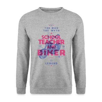 Schullehrer und Biker der Mythos die Legende - Unisex Pullover - Weißgrau meliert - Vorne - Alina (178cm) & Michal (187cm)