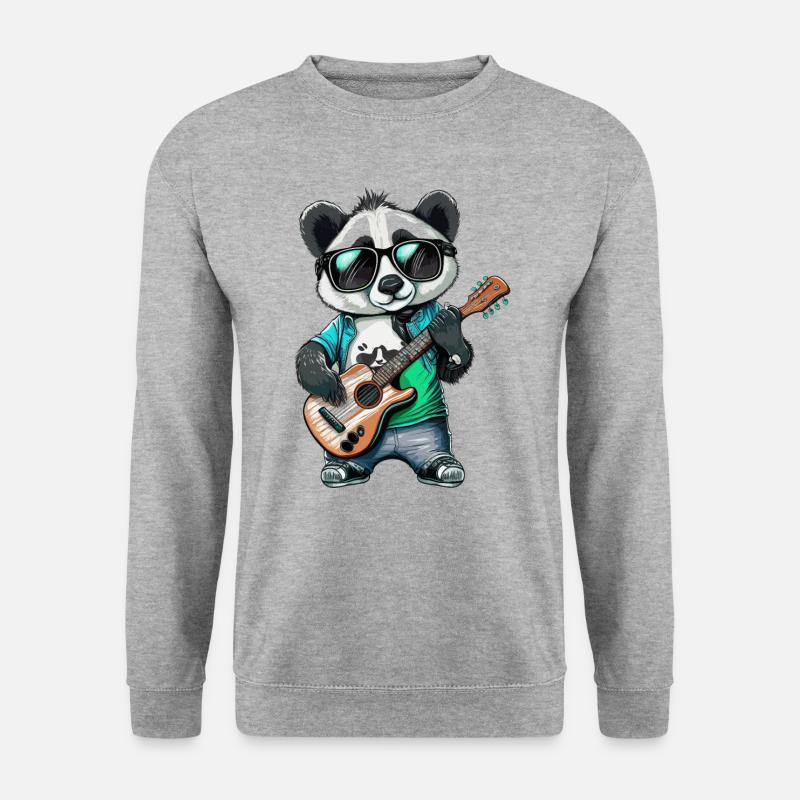 Panda Wippe - Unisex Pullover - Weißgrau meliert