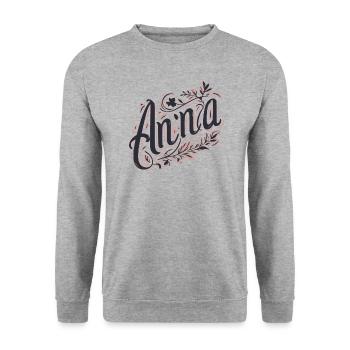 Anna Name Floral - Unisex Sweatshirt - salt & pepper - Front - Alina (178cm) & Michal (187cm)