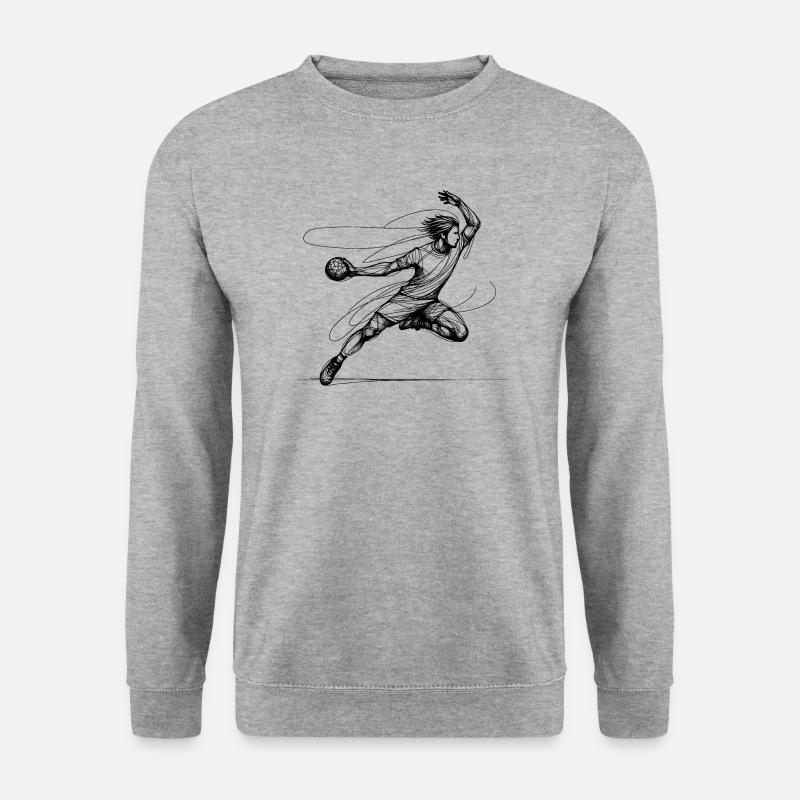 Handballer - single-line-drawing - Unisex Pullover - Weißgrau meliert