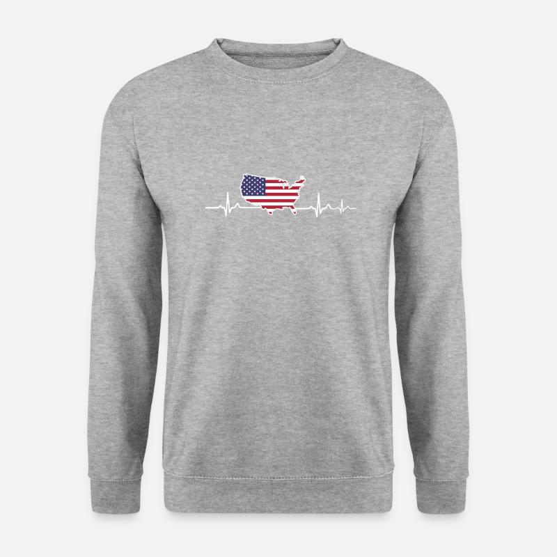 USA - Unisex Pullover - Weißgrau meliert
