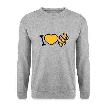 coeur dollar j'aime amour symbole signe argent riche - Sweat-shirt Unisexe - gris chiné - Devant - Alina (178cm) & Michal (187cm)