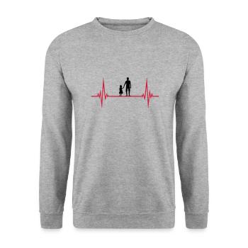 heart rate pulse dad father and daughter va - Unisex Sweatshirt - salt & pepper - Front - Alina (178cm) & Michal (187cm)