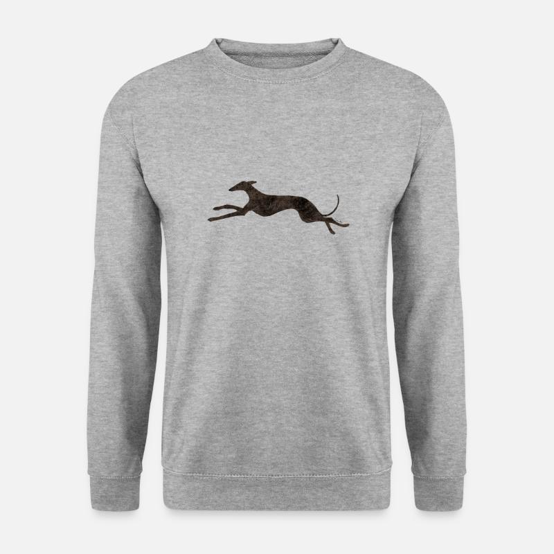 Dunkler rennender Windhund - Unisex Pullover - Weißgrau meliert