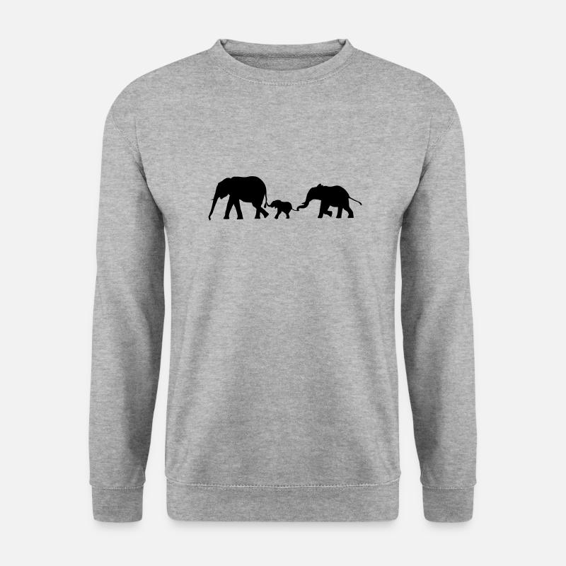 Elefanten, Elefant - Unisex Pullover - Weißgrau meliert