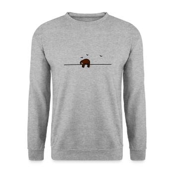 Schlafendes Faultier (c) - Unisex Pullover - Weißgrau meliert - Vorne - Alina (178cm) & Michal (187cm)