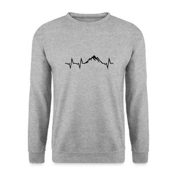 Berg Herzschlag, Berge EKG - Unisex Pullover - Weißgrau meliert - Vorne - Alina (178cm) & Michal (187cm)