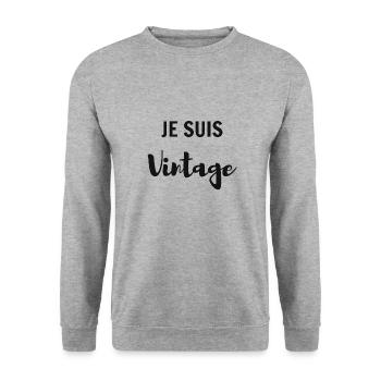 Je suis vintage - Sweat-shirt Unisexe - gris chiné - Devant - Alina (178cm) & Michal (187cm)