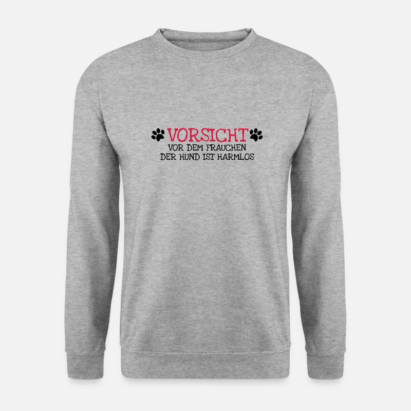 Vorsicht vor dem Frauchen - Unisex Pullover - Weißgrau meliert