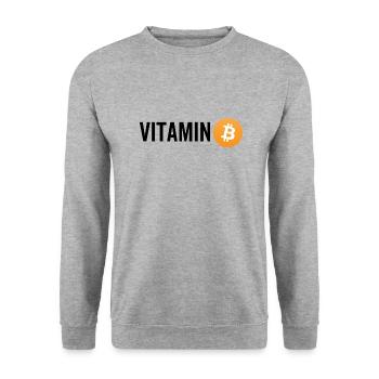 Vitamin Bitcoin - Unisex Pullover - Weißgrau meliert - Vorne - Alina (178cm) & Michal (187cm)