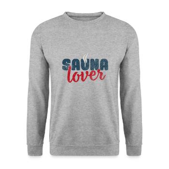 Sauna lover Spa Banja Hamam Geschenk Saunahaus - Unisex Pullover - Weißgrau meliert - Vorne - Alina (178cm) & Michal (187cm)
