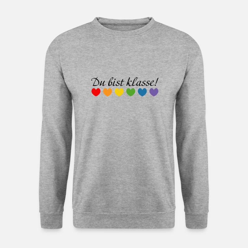 Regenbogenherzchen du bist klasse - Unisex Pullover - Weißgrau meliert