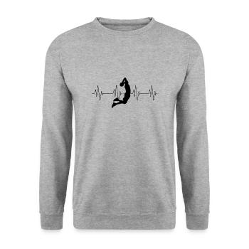 Basketball-Heartbeat - Unisex Pullover - Weißgrau meliert - Vorne - Alina (178cm) & Michal (187cm)