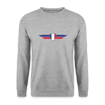 Frankreich Fan Weltmeisterschaft - Unisex Pullover - Weißgrau meliert - Vorne - Alina (178cm) & Michal (187cm)