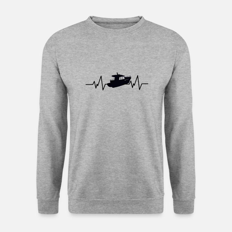 Herzschlag Boot Mototbot - Unisex Pullover - Weißgrau meliert