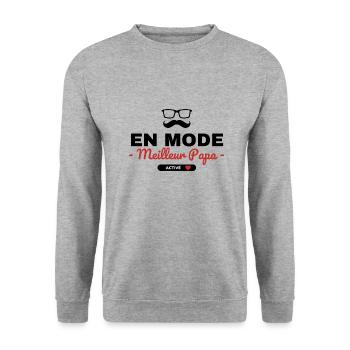 Mode Meilleur Papa. Cadeau Papa Fête des Pères - Sweat-shirt Unisexe - gris chiné - Devant - Alina (178cm) & Michal (187cm)