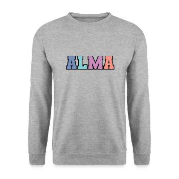 Name - Alma - Unisex Pullover - Weißgrau meliert - Vorne - Alina (178cm) & Michal (187cm)