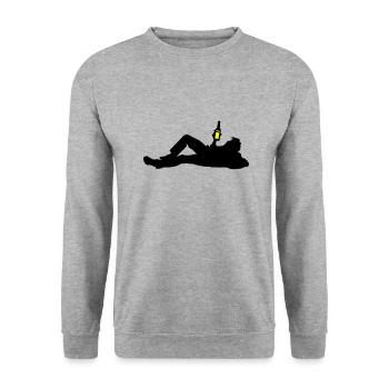 Drinking Bier Silhouette - Unisex Pullover - Weißgrau meliert - Vorne - Alina (178cm) & Michal (187cm)