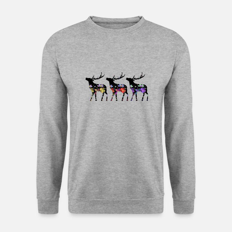 Hirsch - Unisex Pullover - Weißgrau meliert