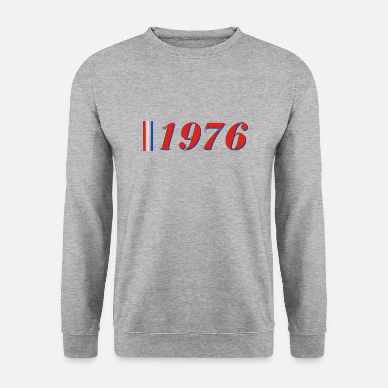 Jahr 1976 - Unisex Pullover - Weißgrau meliert