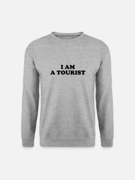 "I'm a Tourist" Englisch Schwarz - Unisex Pullover - Weißgrau meliert