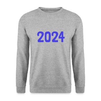2024. FROHES NEUES JAHR. SILVESTER. NEUJAHR - Unisex Pullover - Weißgrau meliert - Vorne - Alina (178cm) & Michal (187cm)