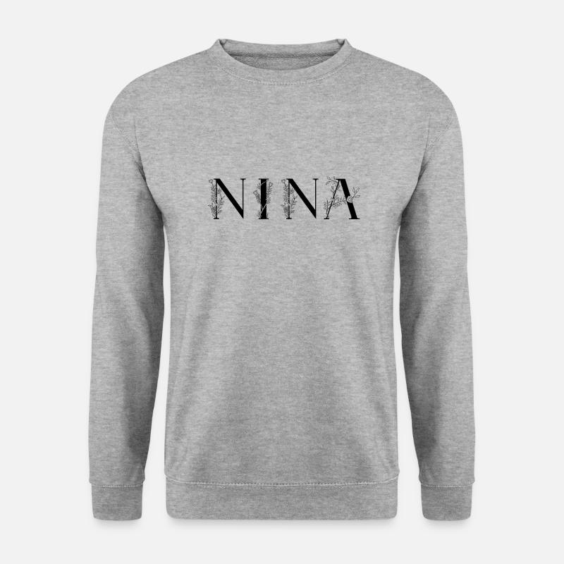 Name - Nina - Unisex Pullover - Weißgrau meliert