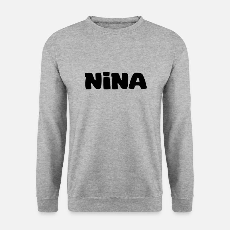 Name - Nina - Unisex Pullover - Weißgrau meliert