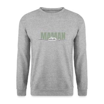 Mama Liebling - Mama Geschenk - Unisex Pullover - Weißgrau meliert - Vorne - Alina (178cm) & Michal (187cm)