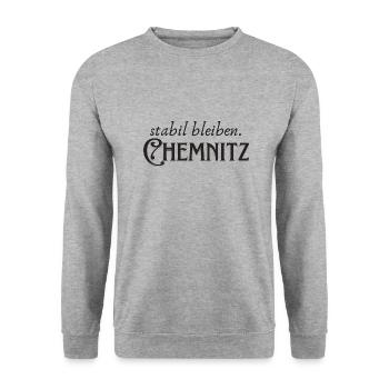 Stabil bleiben Chemnitz - Unisex Pullover - Weißgrau meliert - Vorne - Alina (178cm) & Michal (187cm)
