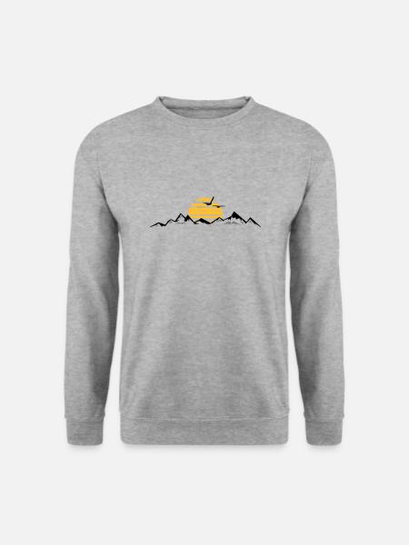BERGE Gebirge Landschaft Silhouette Panorama - Unisex Pullover - Weißgrau meliert