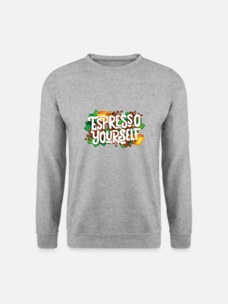 espresso yourself - express yourself - Kaffeeliebe - Unisex Pullover - Weißgrau meliert
