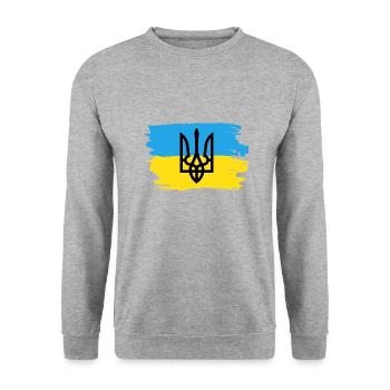 Trysub Flag Gift Ukraine Ukrainian Kiev - Unisex Sweatshirt - salt & pepper - Front - Alina (178cm) & Michal (187cm)